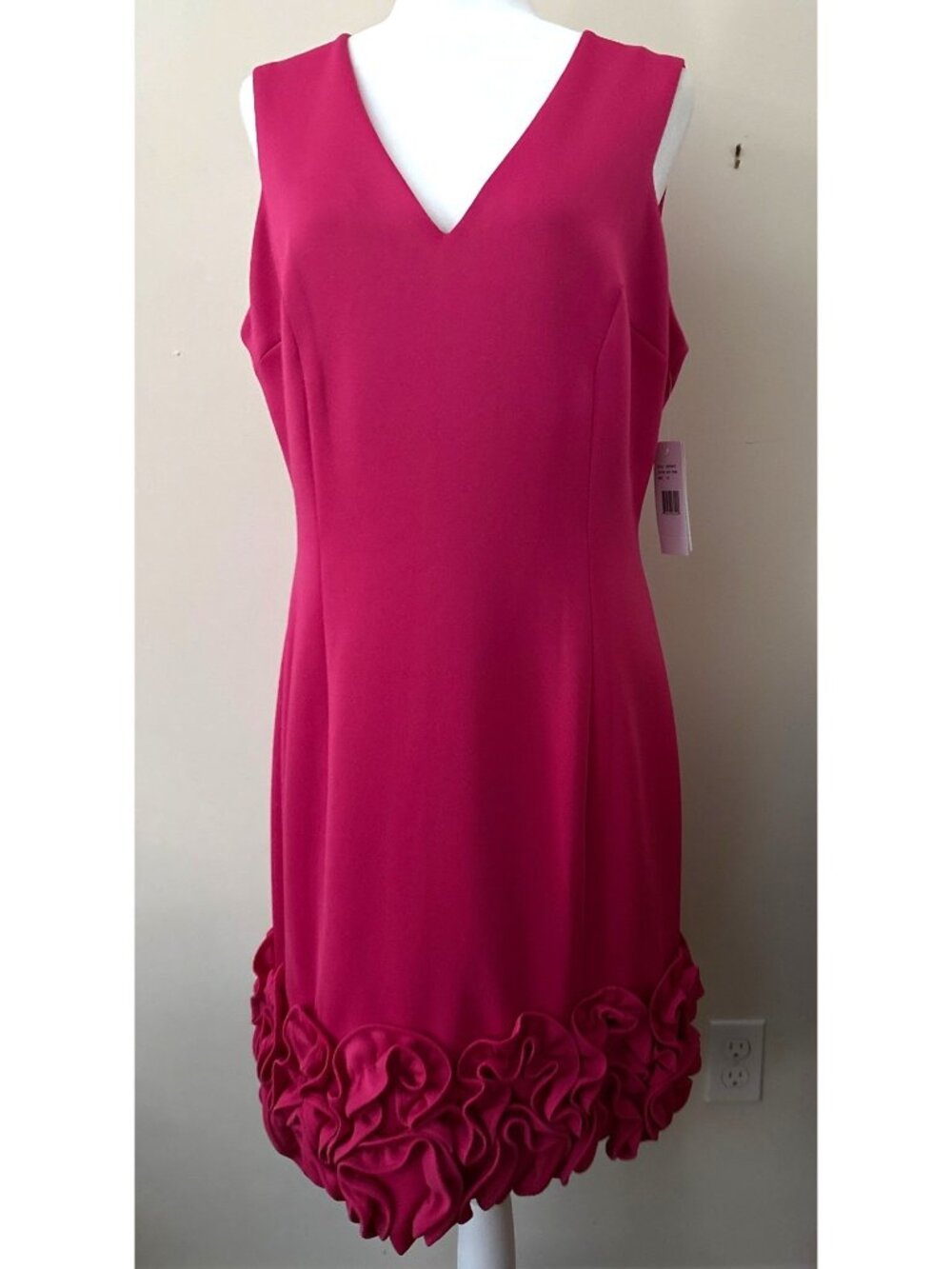 Donna Ricco New Hot Pink Cupcake Hem Scuba Sheath Dress Size 16 NEW